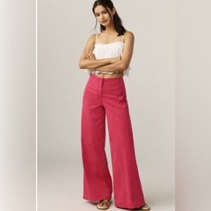 ANTHRO X MAEVE 32T  Scallop Wide leg Pants in bright pink